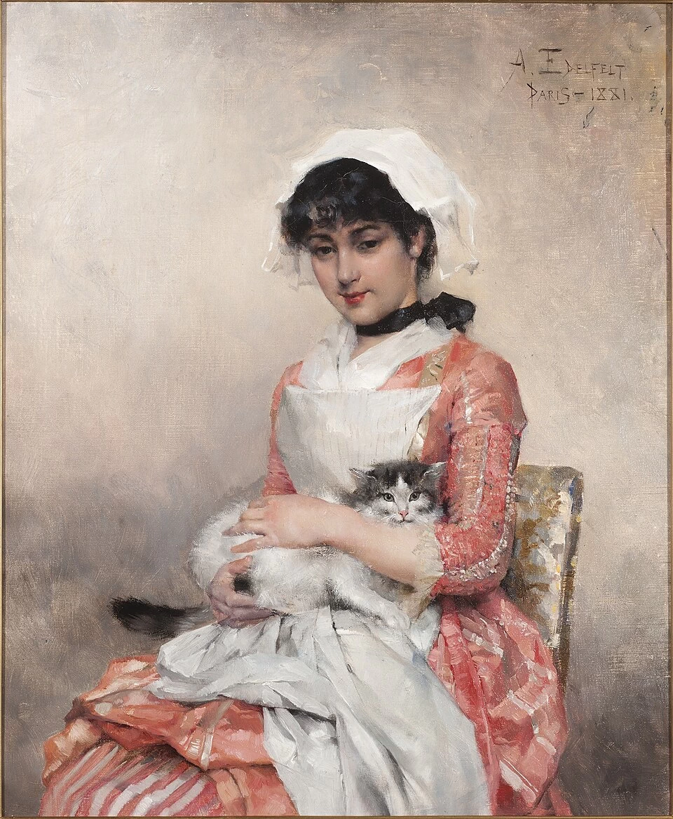 Albert Edelfelt - Ragazza con gatto (1881), Fondazione d'arte Gösta Serlachius